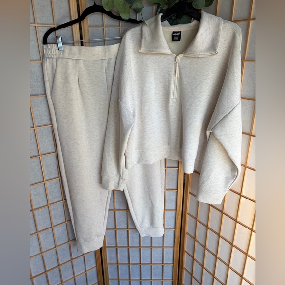 Avia Pants - Avia Beige Zip-Up Top and bottom set